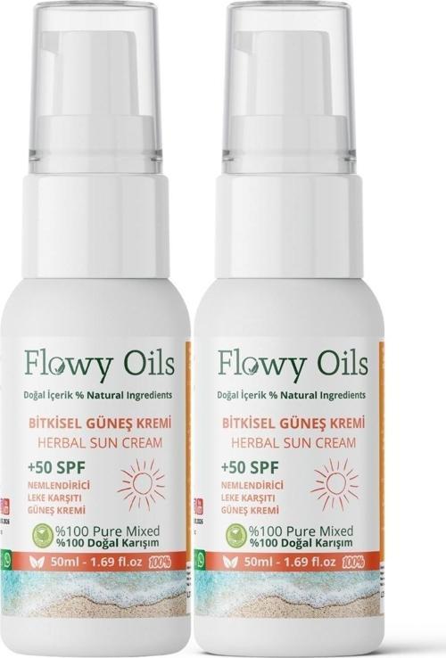 2'li Set Bitkisel Güneş Kremi +50 Spf Nemlendirici Leke Karşıtı Güneş Kremi 50ml