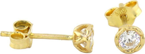 14 Ayar Altın Tektaş Küpe - 0184837