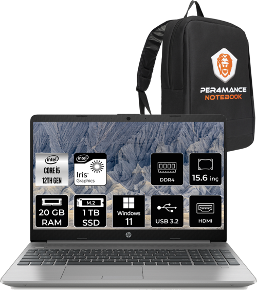250 G9 i5 1235U 20GB 1TB SSD 15.6" FHD W11HOME 6Q8M5ES & ÇANTA