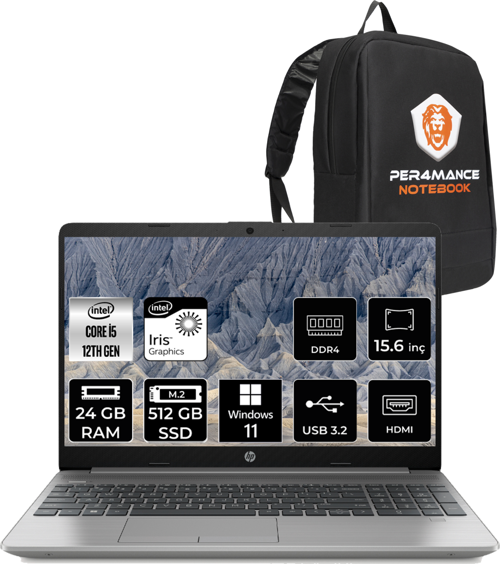 250 G9 i5 1235U 24GB 512GB SSD 15.6" FHD W11HOME 6Q8M5ES & ÇANTA