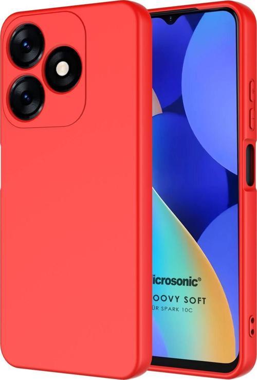 TECNO Spark 10C Kılıf Groovy Soft Kırmızı