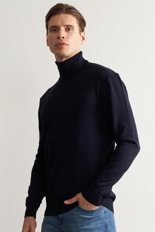 Çetinkaya Mentality 3177 Erkek Balıkçı Yaka Lacivert Triko