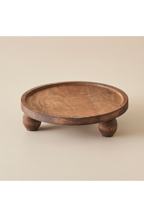 Wooden Ahşap Yuvarlak Sunum Standı Naturel (25 cm)