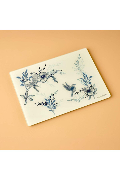 Bleu Blanc Cam Kesme Tahtası Mavi (35x25 cm)