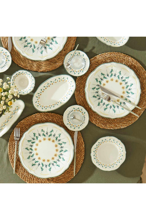 Adelina Stoneware 26 Parça 6 Kişilik Kahvaltı Takımı Yeşil