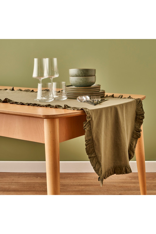 %100 Pamuk Elegance Runner Haki (50x150 cm)
