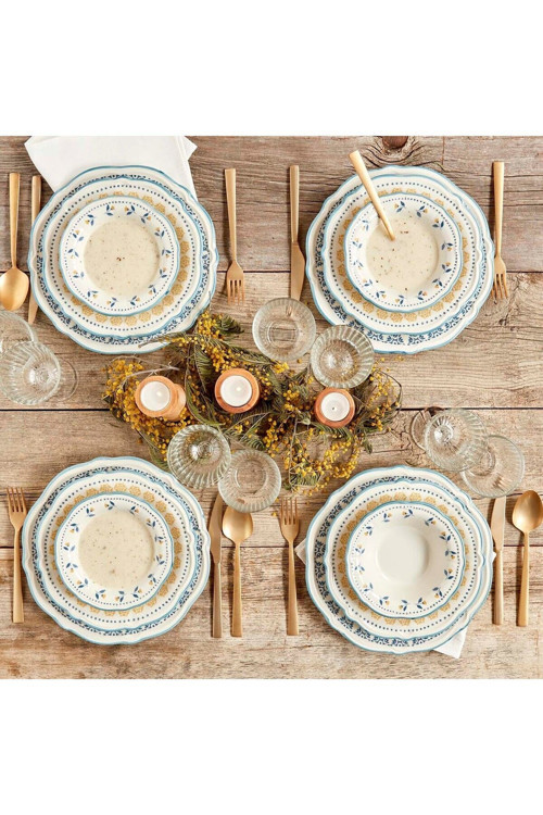 Mabel Stoneware 48 Parça 12 Kişilik Yemek Takımı Mavi