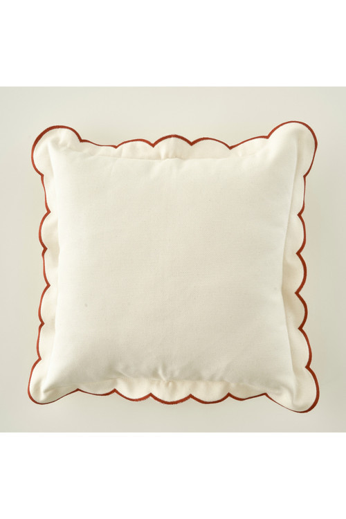Scallop Kenar Kırlent Kılıfı Kiremit (43x43 cm)