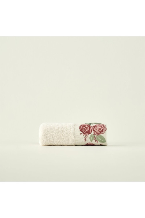 %100 Pamuk Rose Baskılı El Havlusu Krem (30x50 cm)