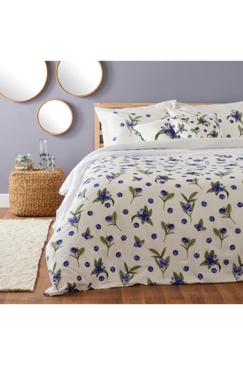 %100 Pamuk Ranforce Blueberry Çift Kişilik Nevresim Seti (200x220 cm)