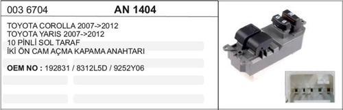 CAM KALDIRMA ANAHTARI TOYOTA COROLLA 2007-2012 IKI