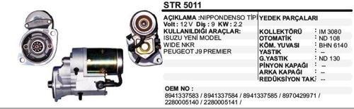 MARŞ MOTORU 9 DİŞ 12V ISUZU Y.M. WIDE NKR NIPPONDENSO TİP