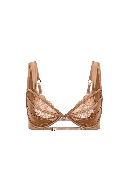 Brigette Kahve Saten Dantelli Balconette Sütyen