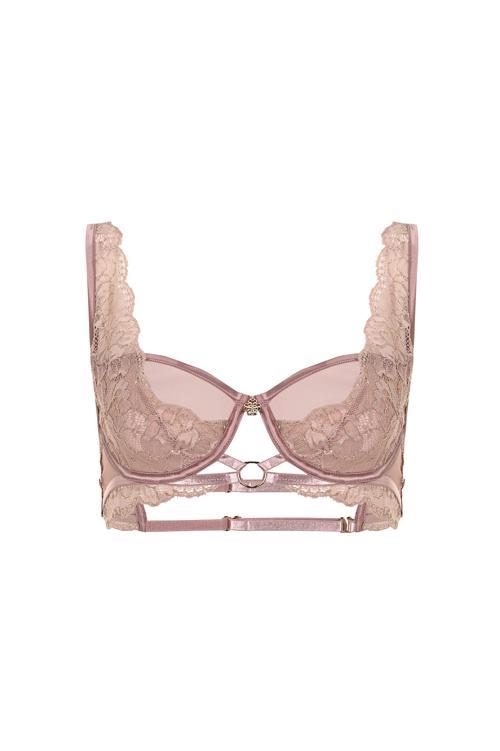 Desarae Gül Kurusu Dantelli Tül Balconette Sütyen