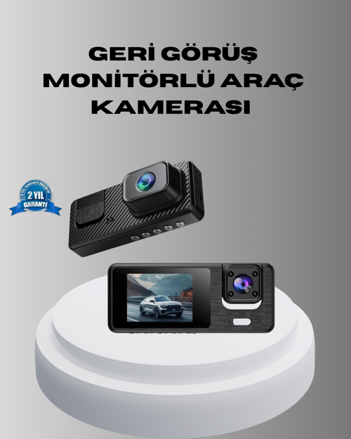 Park Modlu 3 Kameralı Araç Kayıt Cihazı 1080P Ön Kamera 2’’ Ekran