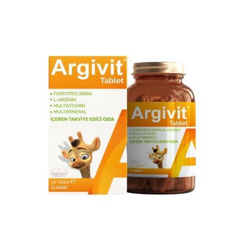 Argivit Classic Fosfodilserin, L-Arginin, Multivitamin Ve Multmineral Takviye Edici Gıda 30 Tablet