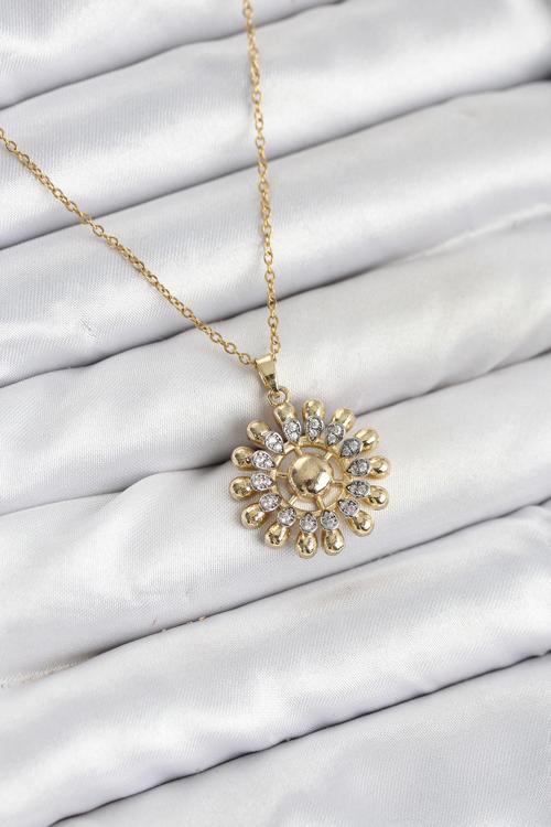 Zincir Gold Renk Güneş Model Kadın Kolye - EBJ251025W38293