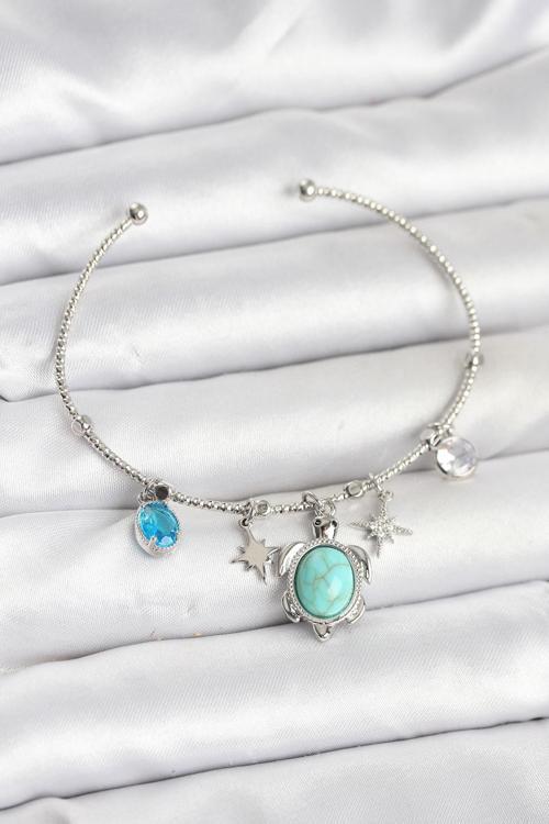 Caretta Caretta Charmlı Gümüş Renk Kadın Bileklik - EBJ251010W38206