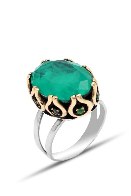 Paraiba Taşlı El İşçiliği Otantik Gümüş Kadın Yüzük 201024708