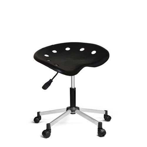 Nil Amortisörlü Tabure Metalik Gri Boyalı Ayak Siyah