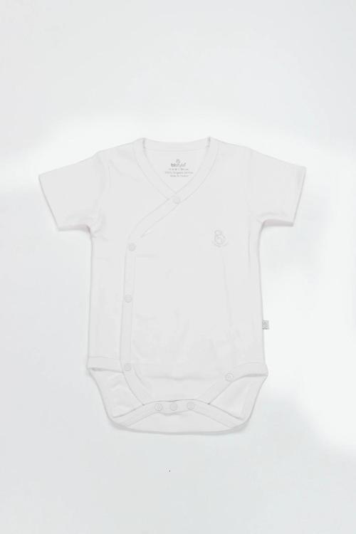 Bistyle Organik Natural Basic Style Kruvaze Yarım Kol Body Bs17101 Beyaz