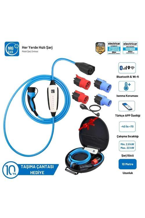 32A 22kW 10m Premium Plus Set A/C Taşınabilir Şarj İstasyonu