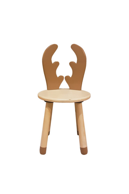 Doğal Ahşap Renkli Çocuk Sandalye Geyik