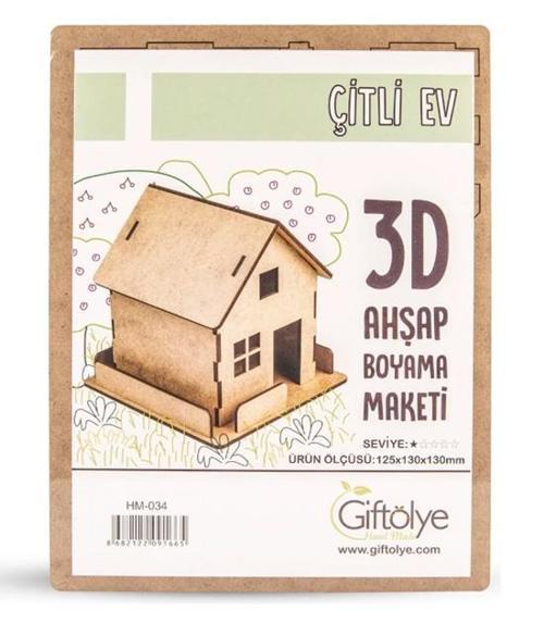 Ahşap Maket 3D Çitli Ev