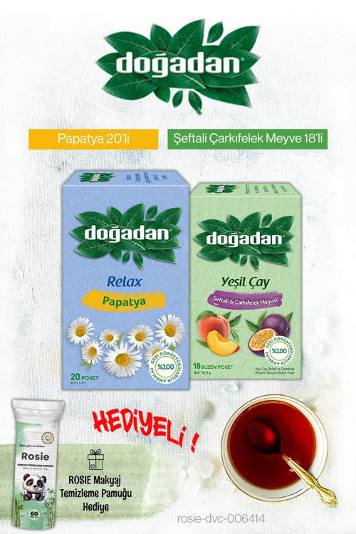 Papatya ve Şeftali Çarkıfelek Meyveli Poşet Çay ve Rosie Hediyeli
