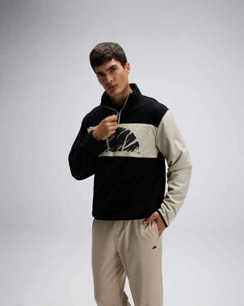 EM519-BK Erkek Yarım Fermuarlı Siyah Sweat