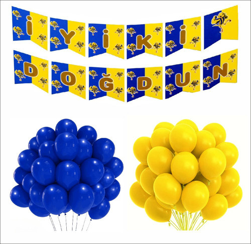 Taraftar Sarı Lacivert 20 Balon + Banner