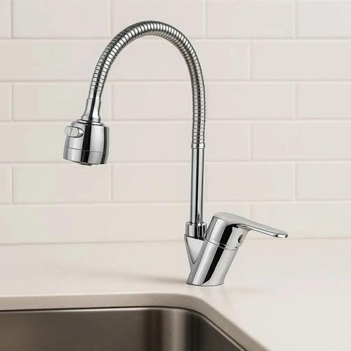 Spiralli Mutfak Bataryası Çift Su Girişli Mutfak Muslukğu