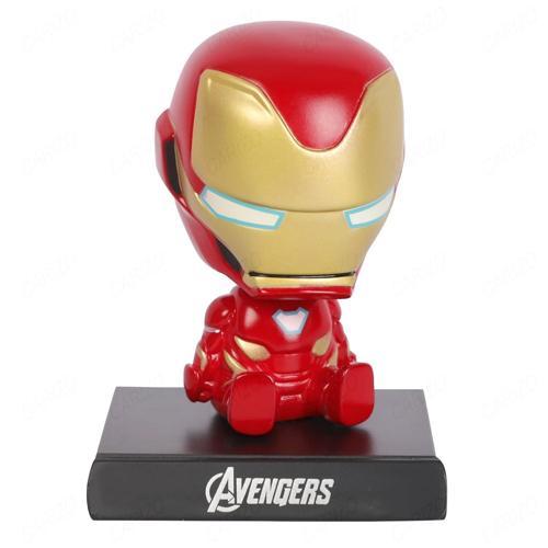 Marvel Iron Man Demir Adam Sallanan Kafalı Figür Biblo Telefon Tutucu Dekoratif Masa Süsü