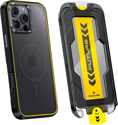 The Future Iphone 16 Pro Kılıfı Siyah, Tam Kaplayan Kırılmaz Temperli Camlı Koruma