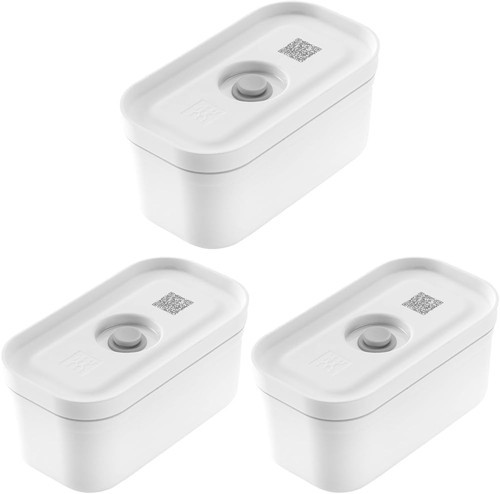 Fresh & Save Vakumlu Yemek Taşıma Kabı, S, Plastik, Beyaz-Gri 3Lü Paket