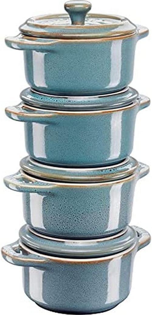 Mini Cocotte Set, 4'Lü, Yuvarlak, Ceramic