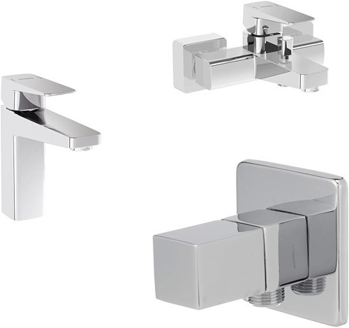 Root Square Yüksek Lavabo Bataryası + Banyo Bataryası + Artema Kare Ara Musluk Seti