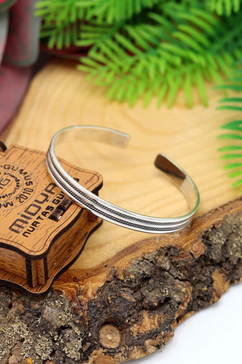 2 Sıra Hasır Model 925 Ayar Saf Gümüş Unisex Hasır Bilezik 201024401