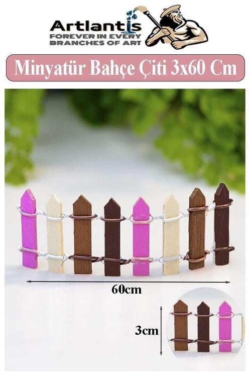 Minyatür Renkli Bahçe Çiti 3x60 cm 1 Adet Mini Bahçe Çit Teraryum Okul Proje Ev Çit Renkli Ahşap Çit