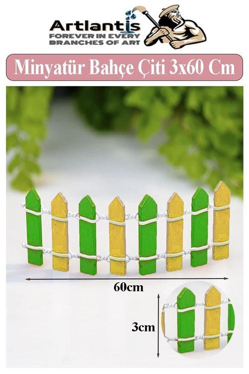 Minyatür Renkli Bahçe Çiti 3x60 cm 1 Adet Mini Bahçe Çit Teraryum Okul Proje Ev Çit Renkli Ahşap Çit