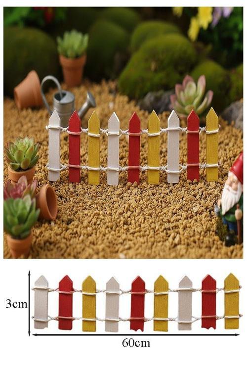 Mini Kırmızı Renkli Bahçe Çiti 1 Adet 3x60 cm Teraryum Okul Ev Proje Renkli Minyatür Çit Ahşap Dekor