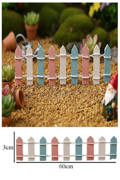 Mini Mavi Renkli Bahçe Çiti 1 Adet 3x60 cm Teraryum Okul Ev Proje Renkli Minyatür Çit Ahşap