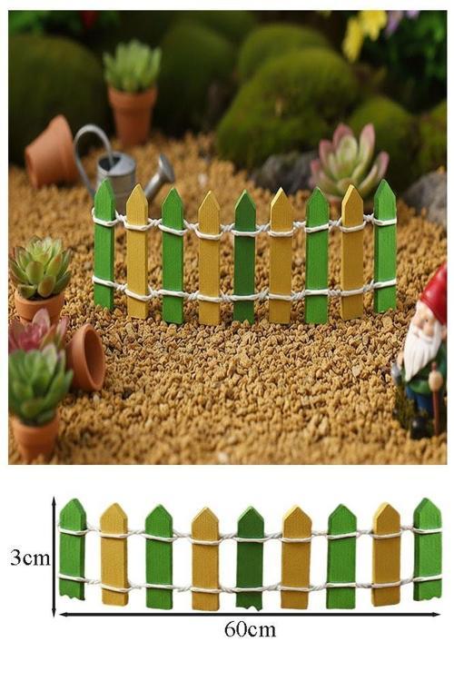 Mini Yeşil Renkli Bahçe Çiti 1 Adet 3x60 cm Teraryum Okul Ev Proje Renkli Minyatür Çit Ahşap Dekor