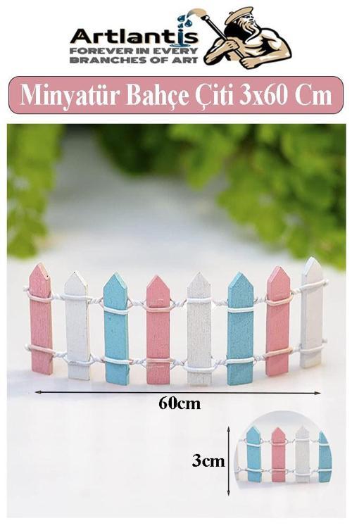 Minyatür Renkli Bahçe Çiti 3x60 cm 1 Adet Mini Bahçe Çit Teraryum Okul Proje Ev Çit Renkli Ahşap Çit