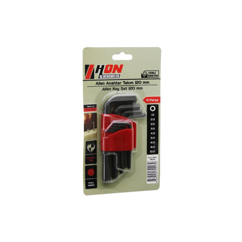 9pcs Siyah Kısa - Düz 120mm Alyan Allen Anahtar Takımı Brkt-702279