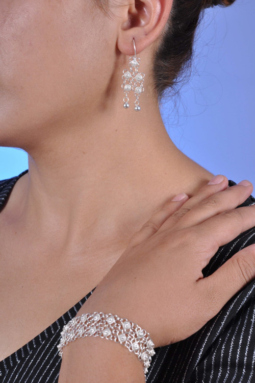 Kadın İki Sıralı Kişniş Model Telkari Gümüş İkili Set Mng201354107