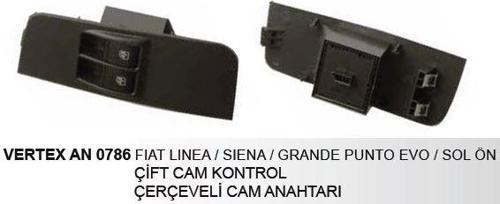 CAM KALDIRMA ANAHTARI ÇİFTLİ SOL FIAT SIENA/LINEA ÇERÇEVELİ 25107- AN214 - AN0784 - AN0786
