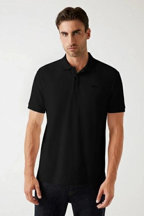 Cotton Erkek Siyah Regular Fit Polo T-Shirt M5BP05K0891-JBLK