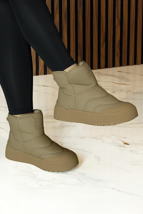 Camel Vegan Kürk Astarlı Yuvarlak Burun Günlük Bot