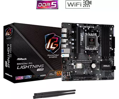 B650M PG Lightning WiFi 90-MXBK2-A0UAYZ AMD B650 Soket AM5 DDR5 7200(OC)MHz mATX Gaming (Oyuncu) Anakart